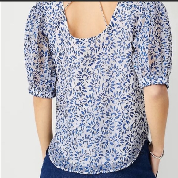 Ann Taylor Tie Back Puff Sleeve Top - Picture 4 of 5